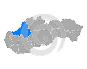 Map of Trenciansky kraj  in Slovakia