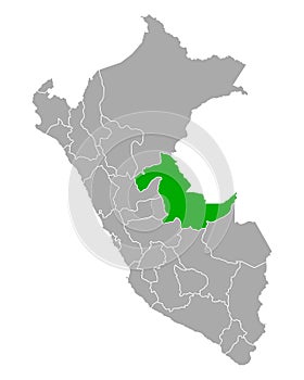 Map of Ucayali in Peru
