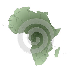 Detailed Africa Map on Green Background with Shadows EPS Vector