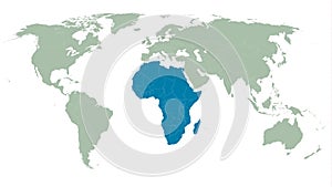 Detailed Africa Map on Grey Globe Map. Vector Illustration