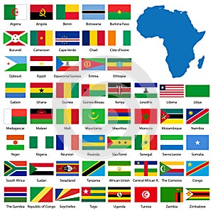 Detailed African flags and map photo