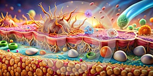 Detailed AI Medical Illustration of a Wound Healing Process A Realistic Representation of Tissue Repair and Recovery photo
