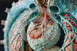 Detailed Anatomical Heart Model Displaying Ventricles, Arteries, and Heart Musculature for Medical Education