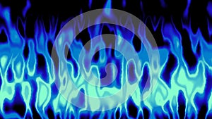 Detailed animation of blue turquoise flames in fire