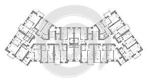 Detailed architectural floor plan, appartment layout, blueprint. Vector