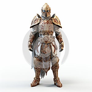 Detailed Armoured Knight In Goblincore Style - Realistic 3d Warrior Uniform