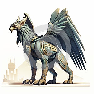 Detailed Avian-themed Manticore Sphinx 2d Game Art Illustration