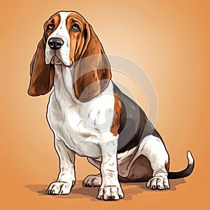 Detailed Basset Hound Dog Illustration With Charming Character Design