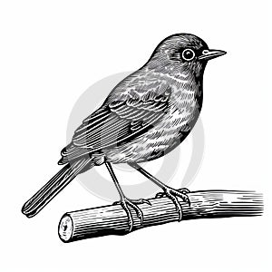 Detailed Bird Silhouette Engraving Vector With Laurie Lipton Style