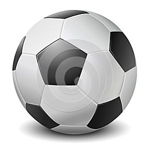Detailed black fringe football ball on white back