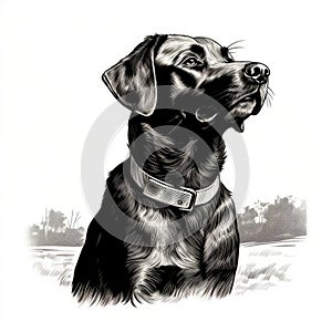 Detailed Black Labrador Retriever Drawing Illustration By Patsy