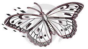 Detailed black and white butterfly illustration vector design Generative AI photo