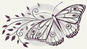 Detailed Black and White Butterfly Illustration, vector design Generative AI photo