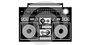 Detailed Black And White Ghetto Blaster Isolated Vector Illustration