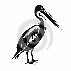 Detailed Black And White Pelican Silhouette: Symbolic Iconography
