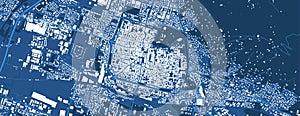 Detailed blue vector map poster of Brescia city, linear print map. Skyline urban panorama