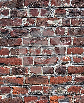 Detailed brick stone wall with mortar layers, textured background in Belgium