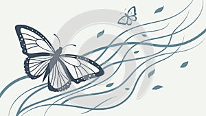 Detailed Butterfly with Flowing Abstract Lines, vector design Generative AI photo
