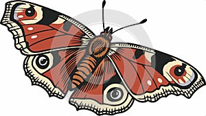 Detailed butterfly illustration, insect beauty vector design Generative AI photo