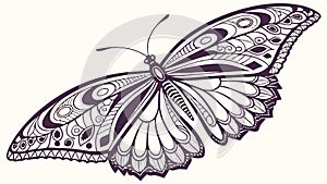 Detailed butterfly illustration patterned wings vector design Generative AI photo