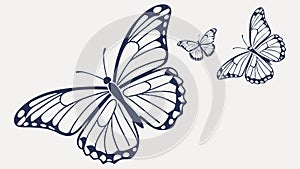 Detailed butterfly with smaller butterflies vector design Generative AI photo