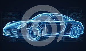 Detailed car technical drawing showcased in an informative infographic blueprint Creating using generative AI tools