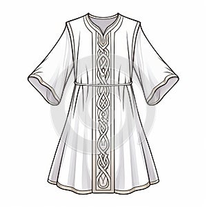 Detailed Celtic Art-inspired White Robe With Ornamental Shading