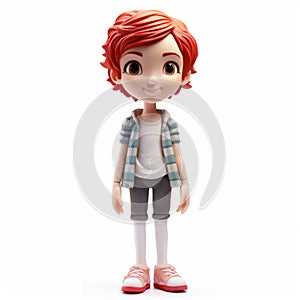 Detailed Character Design Toy: Red-haired Girl Figurine With Youthful Protagonist Vibe