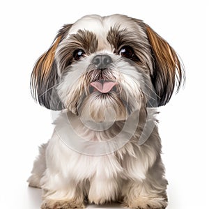 Detailed Character Expressions: Shih Tzu Dog Portraits On White Background
