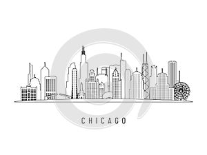 Detailed Chicago skyline vector illustration