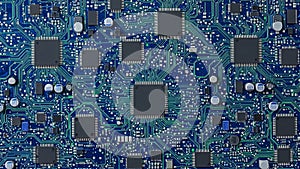 Detailed Close-Up of Complex Computer Circuit Board With Integrated Chips
