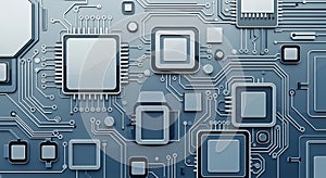 Detailed close-up of a complex electronic circuit board with microchips and pathways