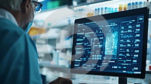 Detailed Close-Up of Computer Screen Displaying Digital Medical Data