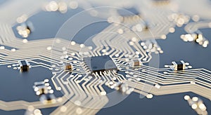 High-Tech Microchip on a Printed Circuit Board