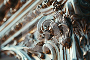 Detailed close-up of a decorative piece of furniture. Perfect for interior design projects photo