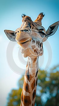 Detailed close up of a giraffe showcasing its unique and graceful features