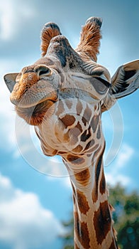 Detailed close up of a giraffe showcasing its unique and graceful features