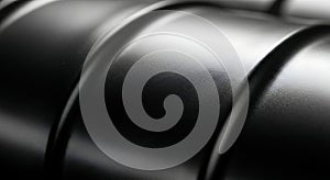 Close-up of a sleek black metallic surface with grooves