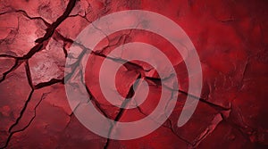 Close-up Of A Deeply Cracked Red Textured Surface With Dramatic Lighting background