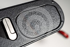 Detailed close up photo of Leica Q2 wrapped in protective skin decal