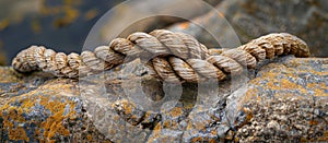 Detailed Close-Up of Rope on Rock