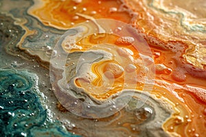 A detailed close up of a sanitized and polished surf consisting of a colorful substance