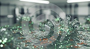 Crystal spikes emerge from a glowing cellular surface