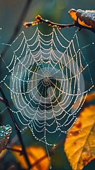Spider Web on Tree Branch