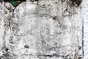 Detailed close up view on aged concrete walls with cracks and lots of strcuture