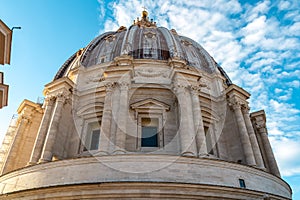 Rome - Close up view on the main dome of Saint Peter basilica in Vatican city, Rome, Europe