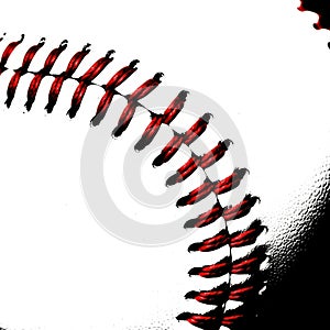Close-up view of baseball stitching