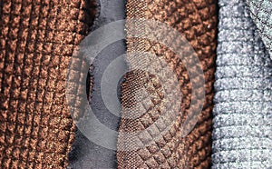 Detailed close up view on textile and fabric textures found at a local textile market