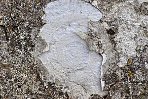 Detailed close up view on weathered concrete and cement cracked wall textures