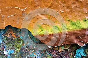 Detailed close up view on weathered concrete and cement cracked wall textures